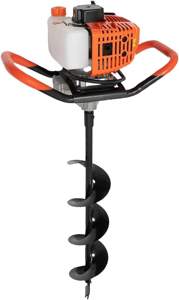 Post Hole Digger Gas Powered Earth Auger Machine 2 Stroke Engine, with 80cm Length, High-Strength Alloy Drill Bit,1.2L Fuel Tank,Ergonomic Design Post Hole Borer for Fence Farm Garden 10