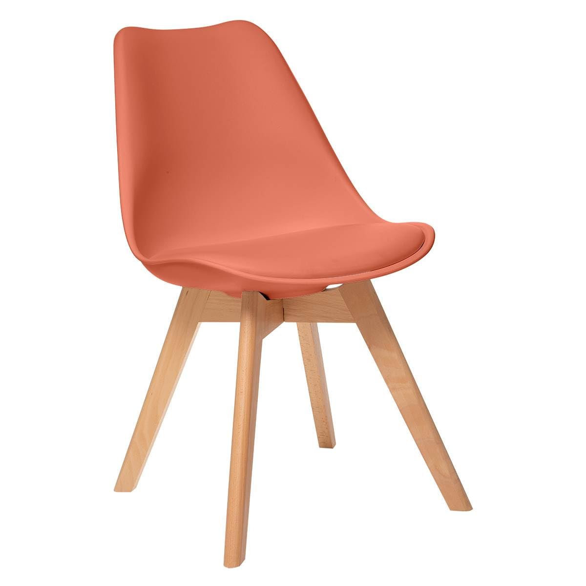 Atmosphera Interior Designer - Silla Baya Terracotta - Plástico y Haya - Comedor, Cocina, Oficina, Sala - Cómodo Cojín Integrado