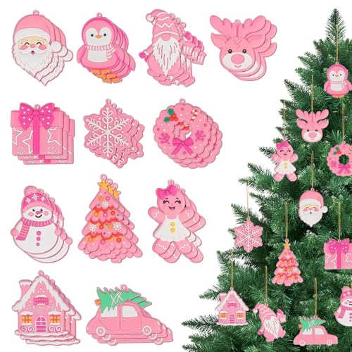 Weihnachtsbaumanhänger 36 Stück Weihnachtlicher Baumschmuck Rosa...