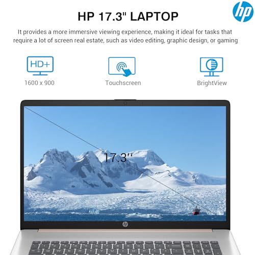Image of HP 17 Inch Laptop Touchscreen Computer, 17.3 HD+ Touch Screen Business Laptop PC, Intel Core i7 (10-Cores), Windows 11 Pro Copilot AI, 32GB RAM 1TB SSD, Backlit Keyboard 10-Key, Wi-Fi 6, Rose Gold