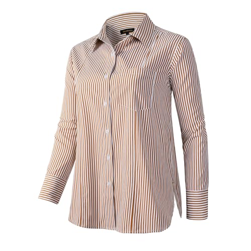 Beninos Striped Button Down Shirts for Women Dress Shirts Long Sleeve Casual Collared Office Work Shirt with Pocket4
