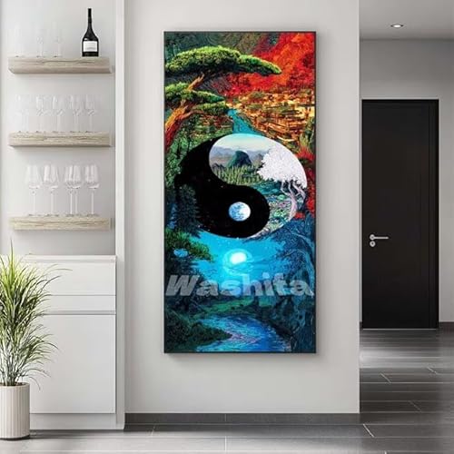 �������G ���� �g�e�� �����h��G �L�b�g DIY ��l ���S�Ҍ��� �f�W�^�����G ��h�� �����L�b�g�ɂ��G�� Paint By Numbers �A�N�����y�C���g ���ʉ� �����Ńy�C���g �z�[�� �I�t�B�X���� �M�t�g 40x80 cm, �t���[���Ȃ�