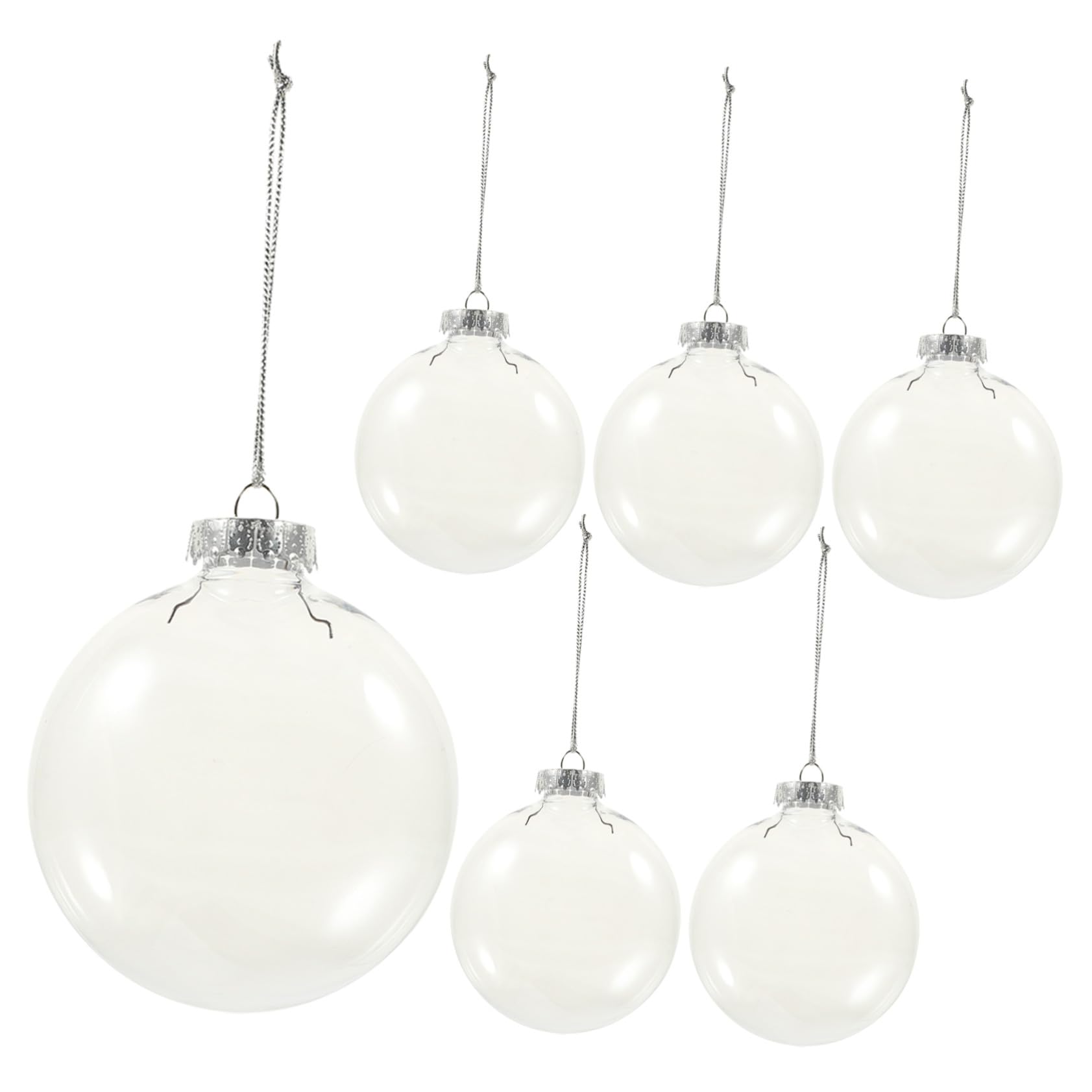 Déco sapin DIY : lot de 6 boules de Noël transparentes et plates réutilisables
