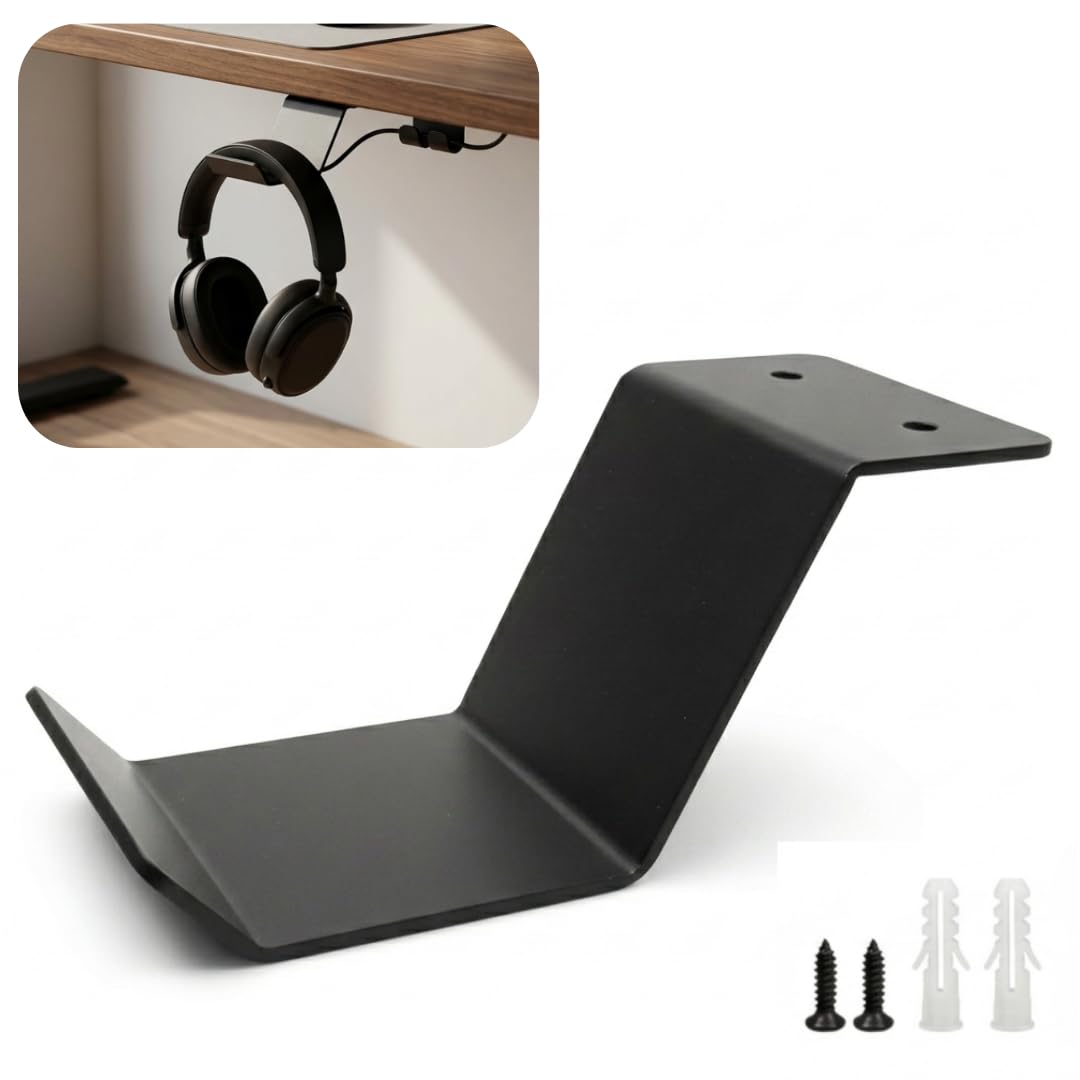 Under Desk Headphone Holder & Bag Hanger – Heavy Duty Metal Headset Hook for Desk, Screw Mount, Space Saving Organizer for Gaming, Office & Home (Matte Black)-image-31