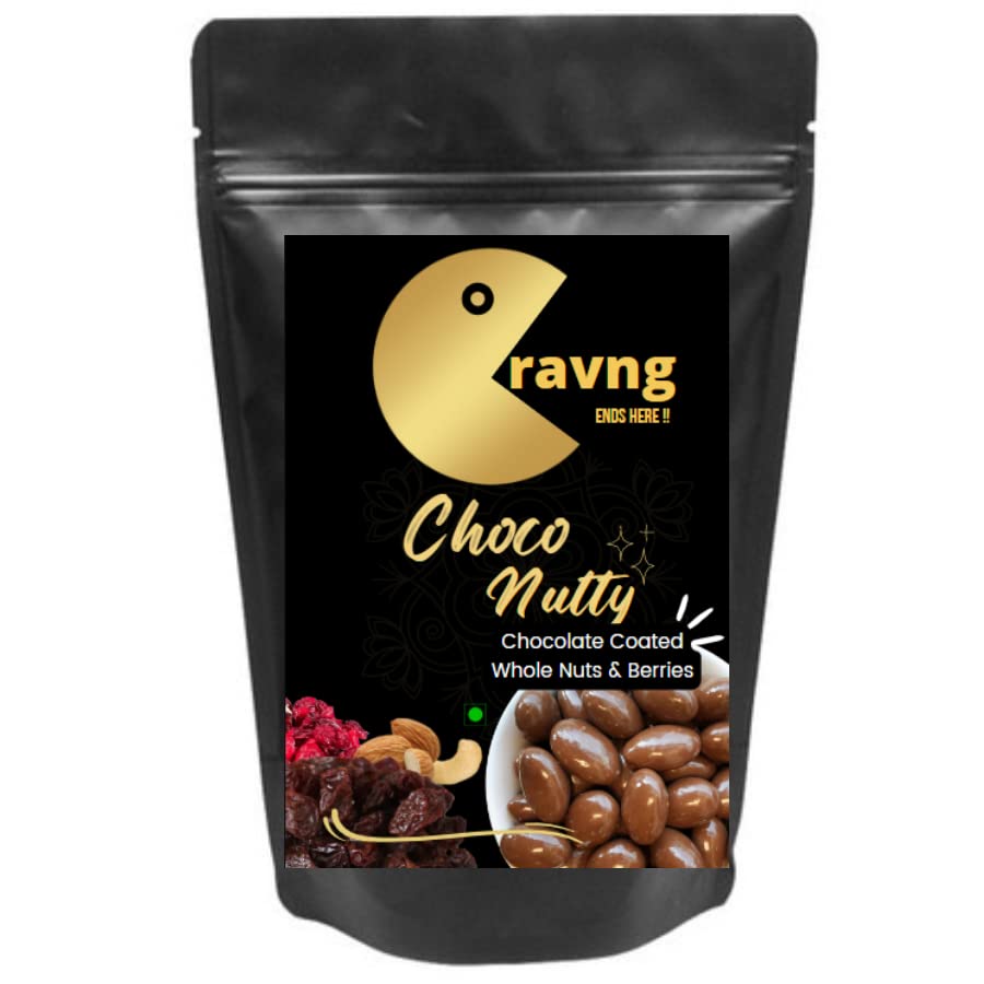 Cravng Choco Nutty - Chocolate Coated Dryfruits - California Almonds, Cranberry & Raisins | Healthy Corporate Gift Hamper Option, Diwali, Festive, Return gifts