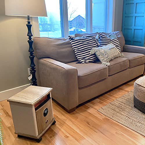 Heat Storm Portable Electric Space Heater, 1500-Watt Cabinet Infrared Quartz Element Heater With Digital Thermostat, Remote Control, Washable Filter Modern Design (Beige) #TOP6