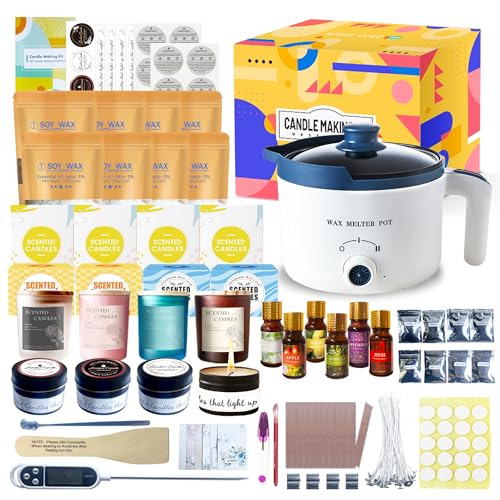 KQU Candle Making Starter Kit with Glass Jars for Adults,