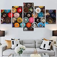 SIGNWIN 5 Panel Canvas Wall Art Modern Art Abstract Closeup Industrial Modern Art Multicolor Patterns for Home Decorations Ready to Hang - 60