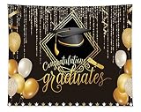 Funnytree 10X8FT Soft Fabric 2023 Class Graduation Photography Backdrop Black and Gold Bachelor Cap