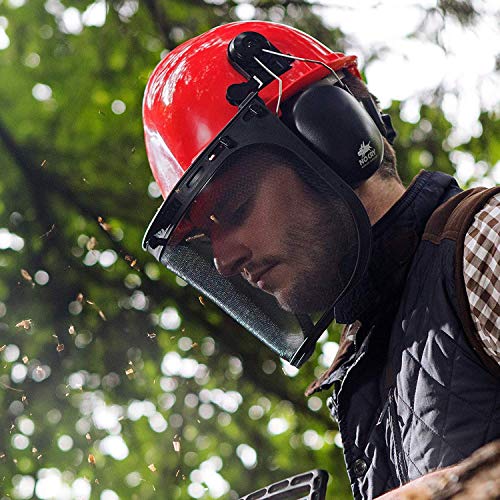 NoCry 6-in-1 Industrial Forestry Safety Helmet and Hearing Protection System with Two Protective Visors