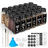 Boic Gewürzgläser Eckig 24er Set, 120ml Gewürzstreuer Mit Edelstahl Drehdeckel, Gewürzbehälter...