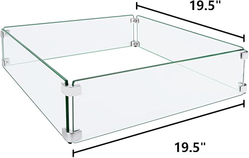 Miniatura 9 de vchin Protector de viento para fogata, protector de viento de vidrio de 29 x 13 pulgadas para mesa cuadrada de hoguera. Hecho de vidrio templado