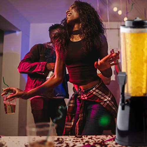 Relaxdays Biersäule mit Zapfhahn, HxBxT: 50 x 23 x 18 cm, Füllmenge 2,5 l, Zapfsäule transparent, Biertower, schwarz