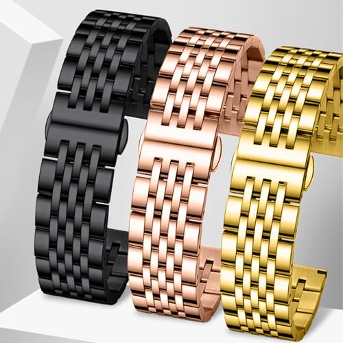 Image of Stainless Steel Watch Band Straight & Curved End 14mm 16mm 18mm 19mm 20mm 21mm 22mm 23mm 24mm Premium Polished Metal Watch Band Bracelet Universal Smartwatch Replacement Strap Men Women