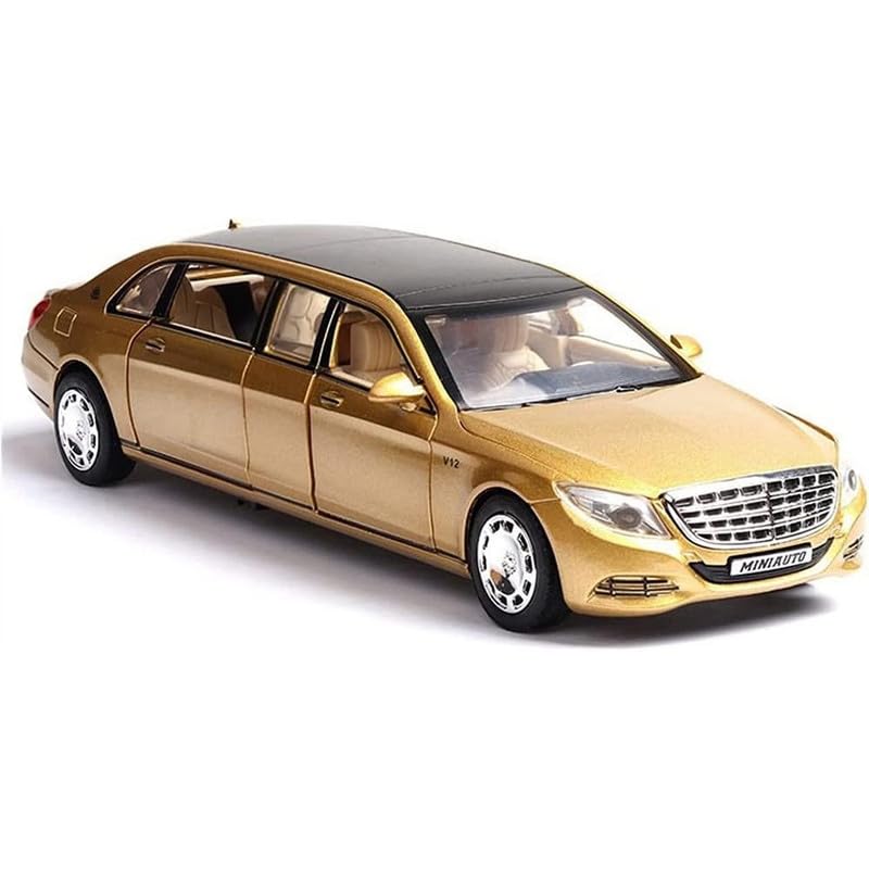 Image of Kids Model 1:24 Maybeach Die Cast Metal Car Pull Back Action Opening Doors with Realistic Engine Sound Lights Toy Car Gift for Boys - Multi