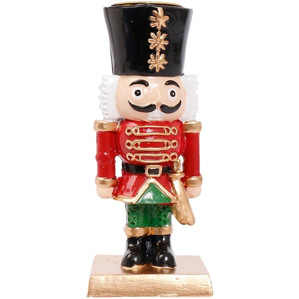 Fituenly Red Nutcrackers Soldier Candle Holder Christmas Nutcrackers Figure Candlestick,Table Centerpieces Christmas Decorations