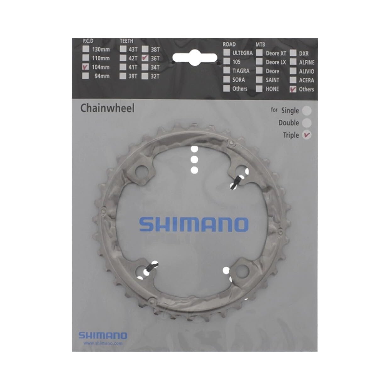 Shimano Trekking Fc-T551 Kettenblatt, Silver/Black, 36 Zähne