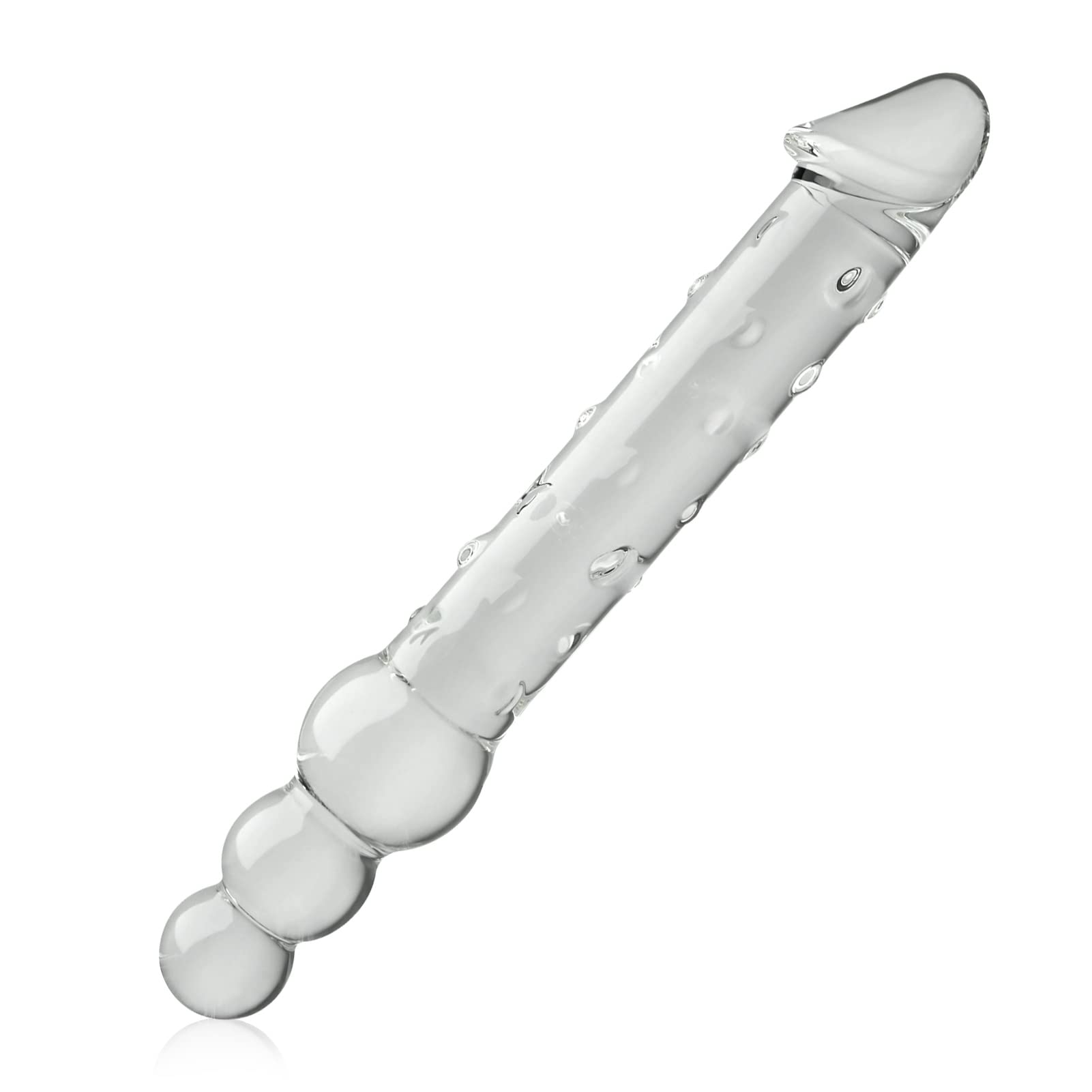 Consoladores dobles de cristal para mujeres, SXOVO Consolador realista de cristal Consolador anal Pene de cristal Plug anal Buttplug Punto G Masturbación Estimulador (M)