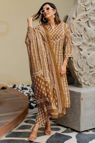 Image of MIRCHI FASHION Pure Cotton Women Straight Printed Kurti Set with Dupatta & Pant