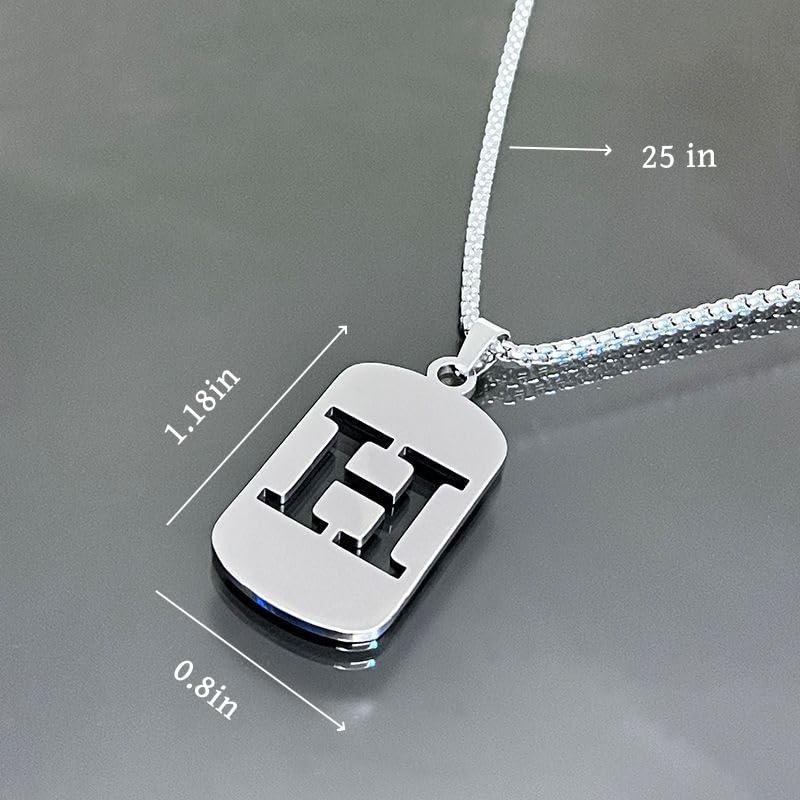 Name Necklace 26 English hollow letter dog tag pendant titanium steel men's and women's necklace couple clothing accessories, chain length 23.62 inches4
