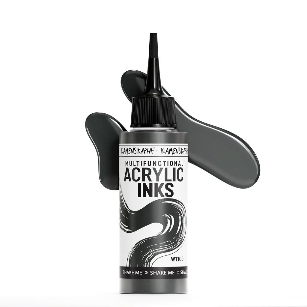 Kamenskaya Acrylic Inks for Artists - 'Grey' Acrylic Ink, 3.38 Fl Oz (100 ml) โ image 1