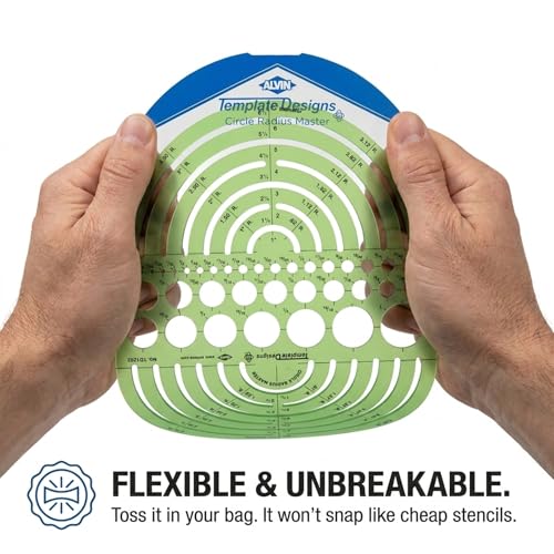 Image of ALVIN Circle Radius Master Template TD1202, Template for Artists, Architects, Design and Drafting, 3 /64th inch to 7.5 inch scale
