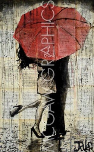 Bruce McGaw Graphics The Red Umbrella by Loui Jover Art Print Poster, Paper Size 15" x 24" Image Size 15" x 24"(566)