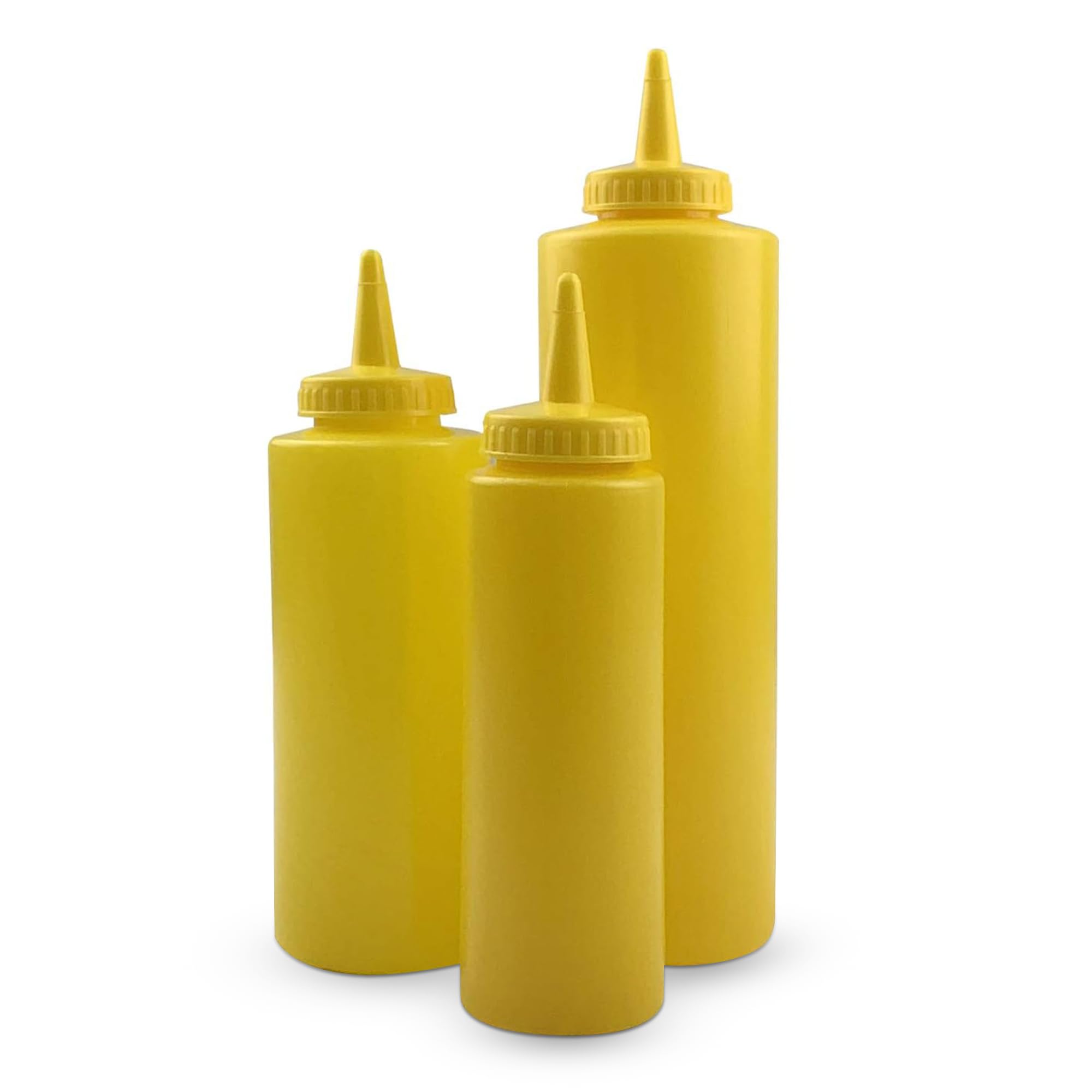 We Can Source It Ltd - Squeezy Plastic Bottles - For Sauces, Garnishes, and Syrups - 3 Squeeze Squirt Condiment Bottles - 12oz, Yellow