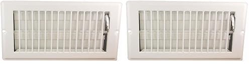 DANCO Registro de piso de acero de 4 x 10 pulgadas con caída de 1-516 pulgadas, blanco, paquete de 2 (62070)