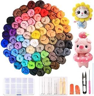Habbi Wool Roving Kit - 72 Colors Needle Felting Wool Roving Yarn Set