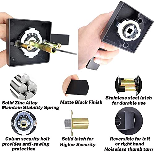 Privacy Door Lever, Door Lever With Lock, Locking Door Handle Set For Heavy Duty Interior Bathroom Bedroom Door Handles Keyless Locksets, Reversible For Left Right Side Handed, Matte Black (2 Pack) #TOP2