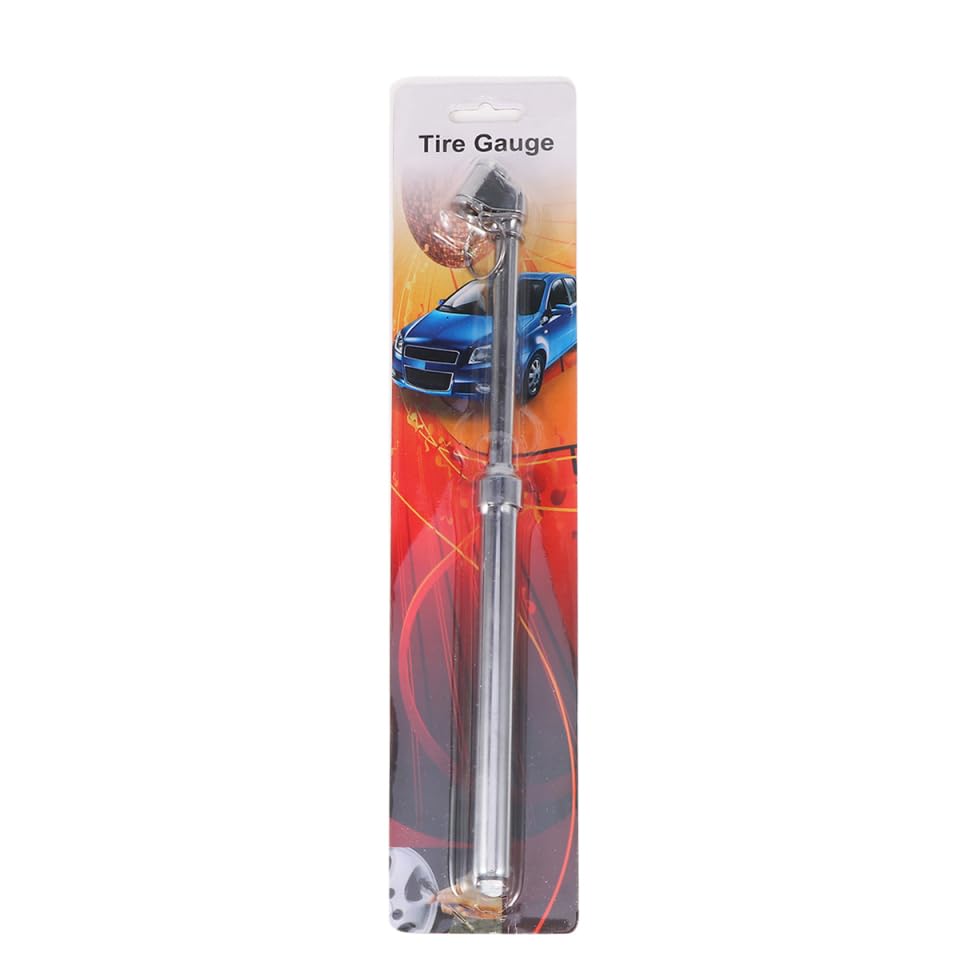Analog Dial Tire Pressure Gauge Pencil Style Air Gage with Pocket Clip Chrome Plated Mechanical Tyre Checker for Car Motorcycle Bike SUV Rv ATV