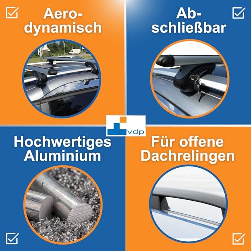 Dachträger VDP-R-005 für Auto mit offener Reling, Aluminium