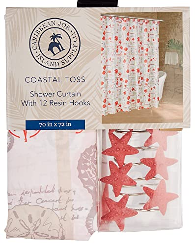 Caribbean Joe 13 Pc Coastal Toss Shower Curtain Set One Size Multi