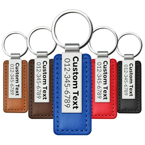 Llavero de cuero personalizado grabado, llavero de acero inoxidable con nombre personalizado o identificación para hombres, llavero de cuero, regalo para papá, marido, novio, día del padre, cumpleaños