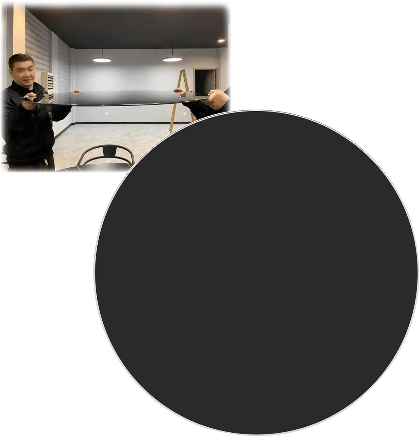 Round Table Top Black - Replacement Glass top - Round Tempered Glass Table top All Dimensions 40-100cm，High Temperature Resistance，Office Desk Plate Glass(44CM(17.3IN))