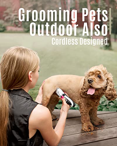 Image of oneisall Dog Clippers Low Noise Grooming Kit for Dogs Cats Pets | Cordless & Long Battery Life, Simple for Beginners, 6 Guide Combs, Removable & Rinsable Blade