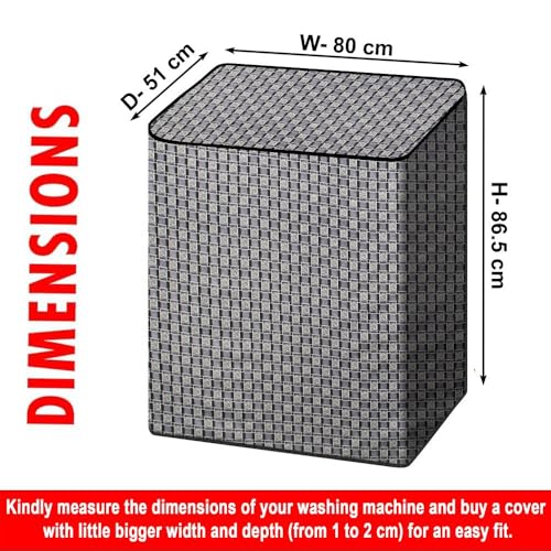 Image of The Furnishing Tree Semi-Automatic Top Load Washing Machine Cover | Waterproof & Dustproof | Easy to Clean | Durable & Washable, Basketweave Grey Polyester (51x80x86.5 CM)