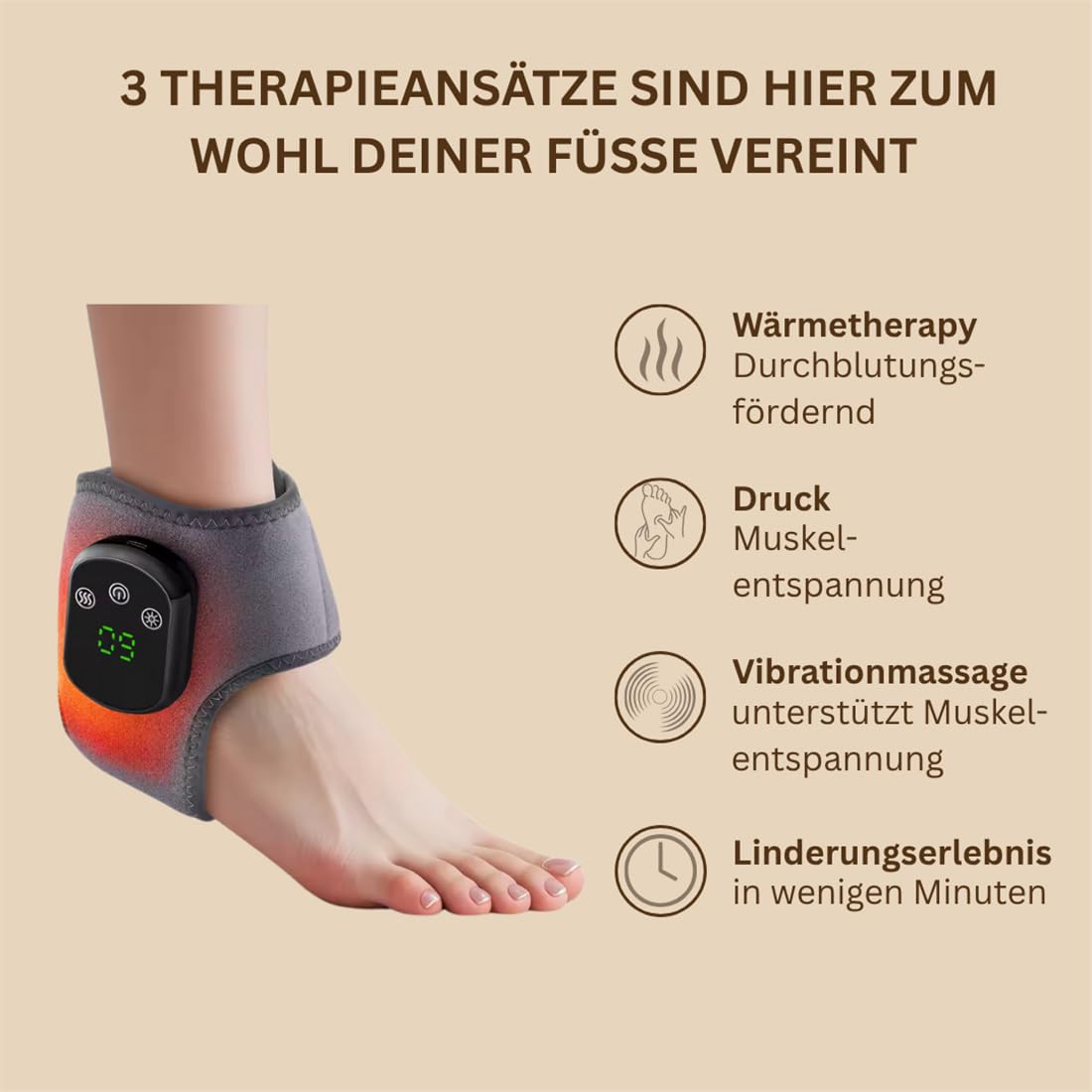 3-in-1 elektrisches Fußmassagegerät mit Wärme & Vibration – kabellos & wiederaufladbar – lindert Plantarfasziitis, Neuropathie & Fußschmerzen – für Senioren, Sportler & Diabetiker