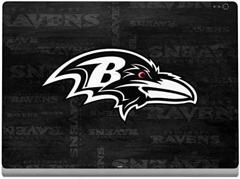 Skinit Decal Laptop Skin compatible with Surface Book 2 13.5in - Officially Licensed NFL Baltimore Ravens Black & White Design