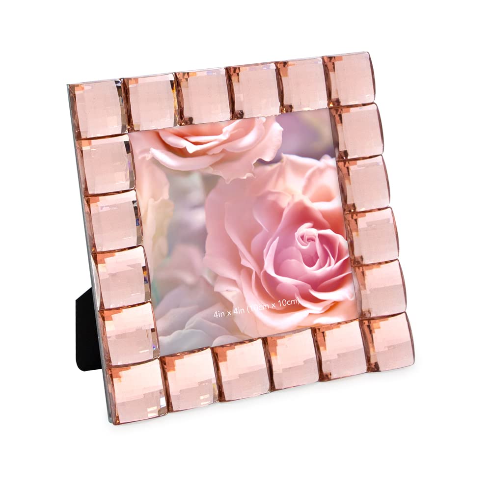 Isaac Jacobs Decorative Sparkling Jewel Picture Frame, Photo Display & Home Décor (4x4, Blush)