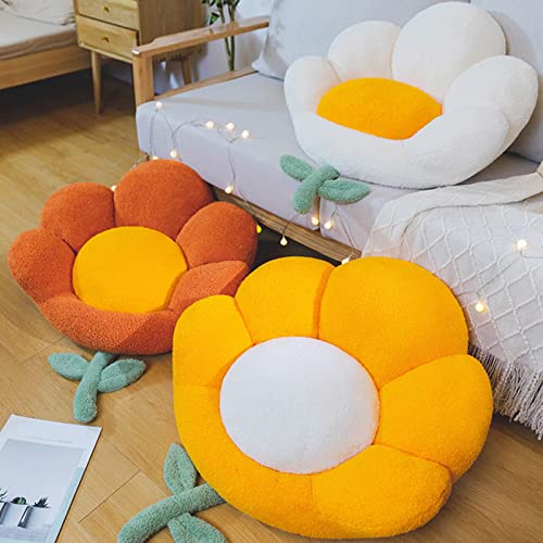 Goodliest Flower Seat Cushion Cute Floor Pillow Thickened Flower Shape Floor Pillows Seating For Adults Floor Cushions For Relax Yoga Meditation Orange 25.59" X 23.62" #TOP4