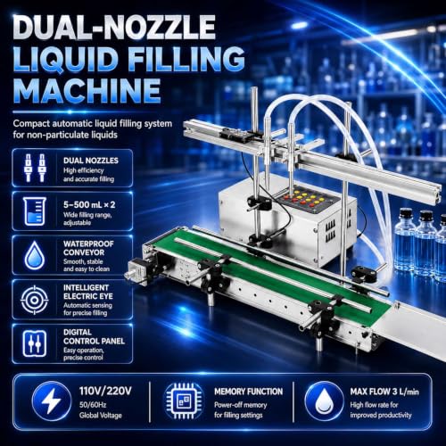 Llenadora de botellas de doble boquilla con sensor inteligente y panel digital 3
