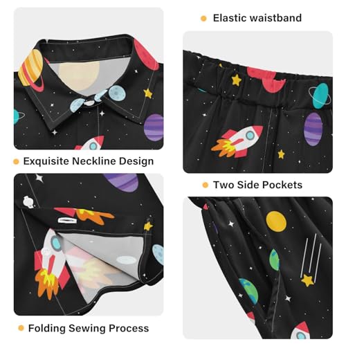 Image of visesunny Boys Hawaiian Shirt and Short Set Summer Outfit Kids 2 Piece Clothes Set 3-10Y