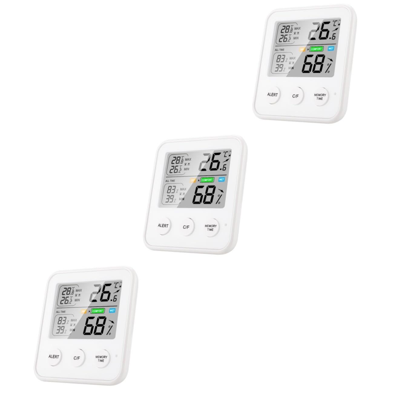 HANABASS 3piezas Digital De Temperatura y Humedad Higrómetro Interior Portátil Medidor De Precisión Para Hogar Oficina y Habitaciones Infantiles