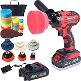 LazyWomen Cordless Buffer Polisher for Car Detailing Kit, 2 X 2.0Ah Rechargeable Batteries, 48pcs Ca
