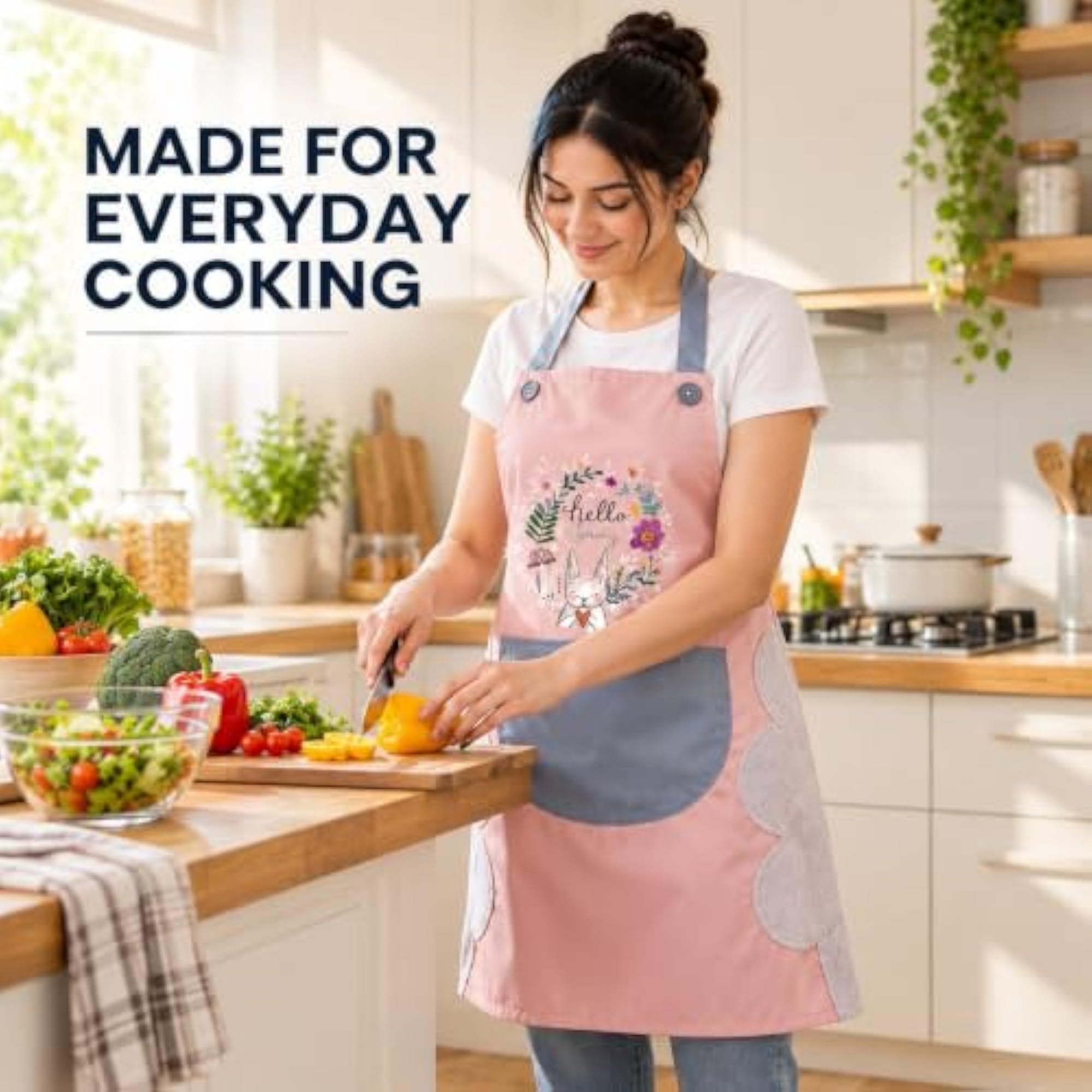 Waterproof Kitchen Apron for Women with Front Pocket