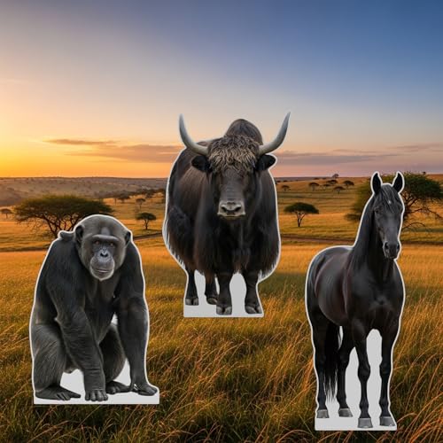 Image of Yak 1FT Life Size Cardboard Cutout, Fun Animal Standup, 1 PC | Yak Animal Standup Cardboard Cutout for Events, Party Decor, Birthday Photos, Photo Booth, Home, Office, Game Room, and More