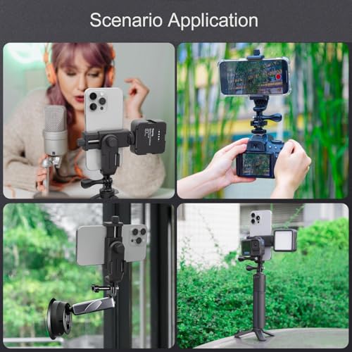 Suptig Handyhalterung für Stativ, Action-Kamera-Stativhalterung, Adapter, kompatibel für iPhone, Gopro, DJI Action, Insta 360, Akaso, Mikrofon, LED-Lichtfotografie-Zubehör