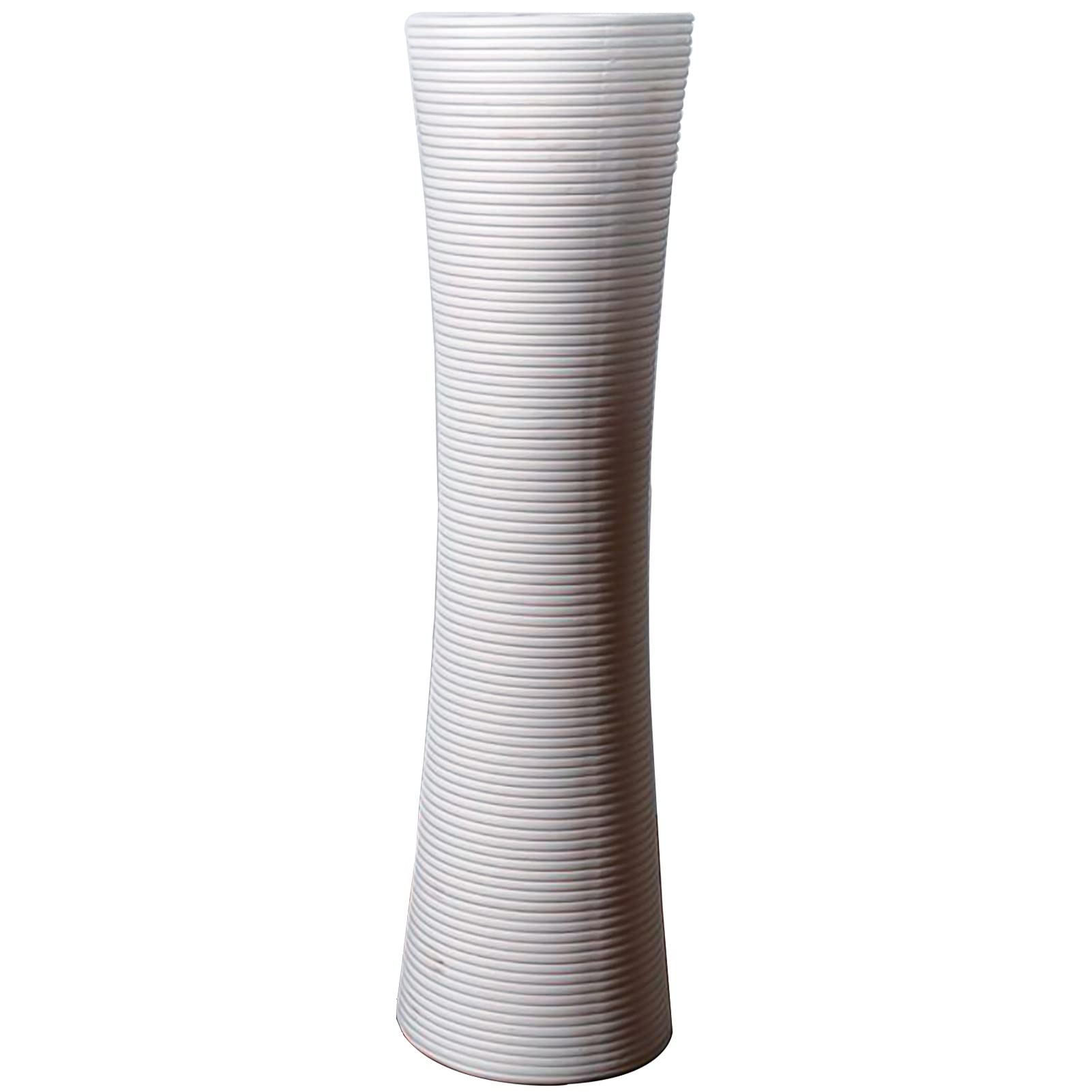 Grand vase de sol en céramique blanche pour déco salon 58 cm